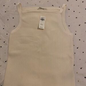 Abercrombie & Fitch Off-White Ribbed Tank Top